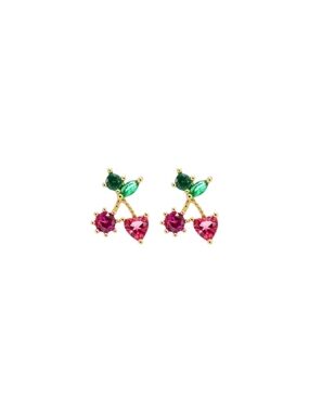 Cubic Ziconia Cherry Stud Earrings
